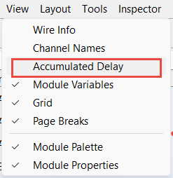 Accumulated Delay menu