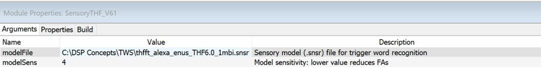 SensoryTHF_V6 Module Arguments Tab